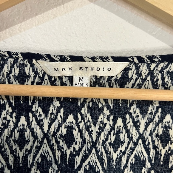 Max Studio Jumpsuit Women’s Sleeveless Wide Leg Pockets M black white print - Picture 2 of 6